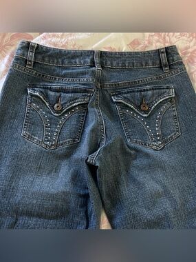 Apt. 9 Dark Blue Boot Cut Jeans with Studded Back Pockets